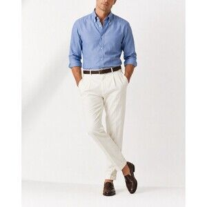 NWT Calvin Klein XXL Amparo Blue Herringbone 100% Cotton Button Down Shirt